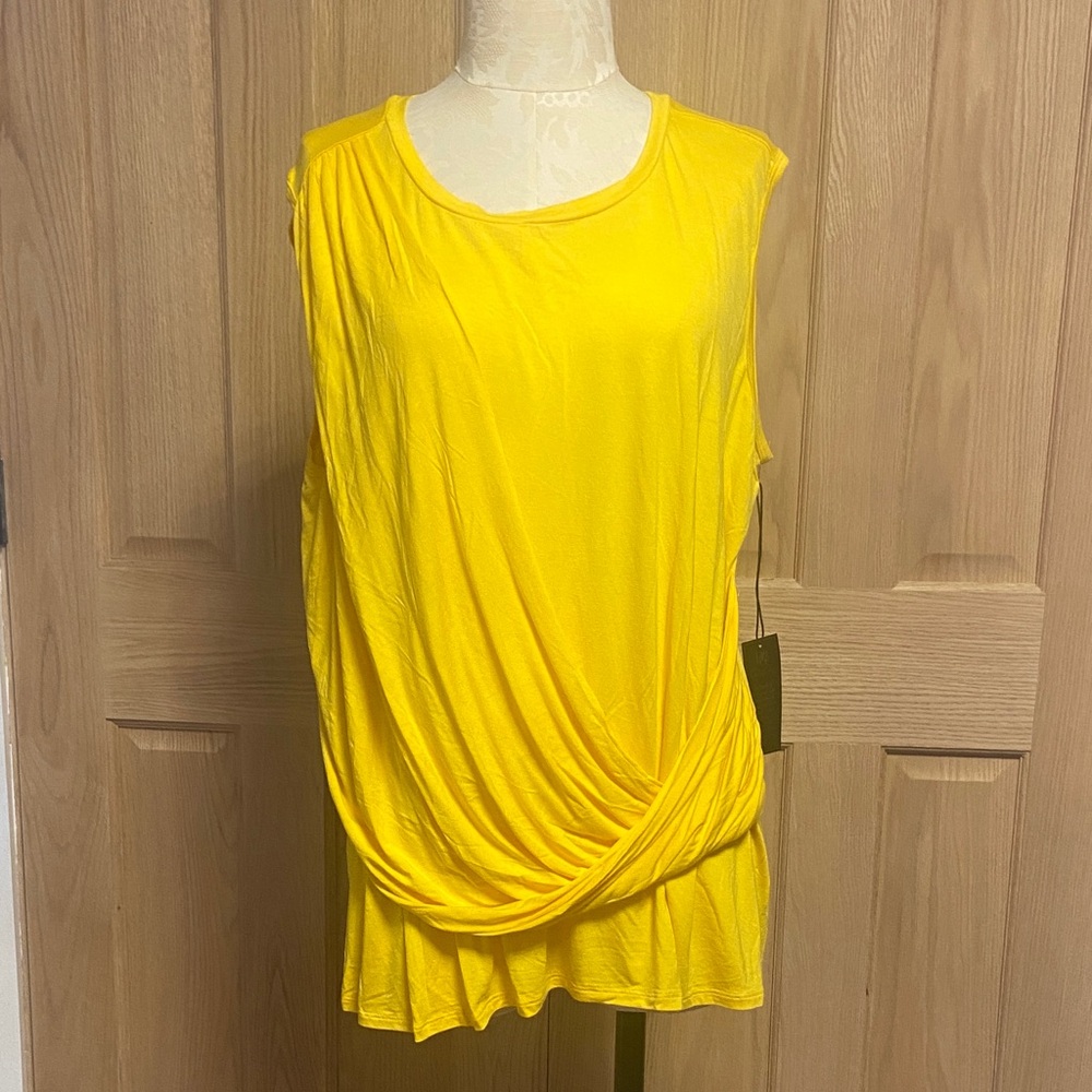 DG2 by Diane Gilman Bright Yellow Drape Tank Top